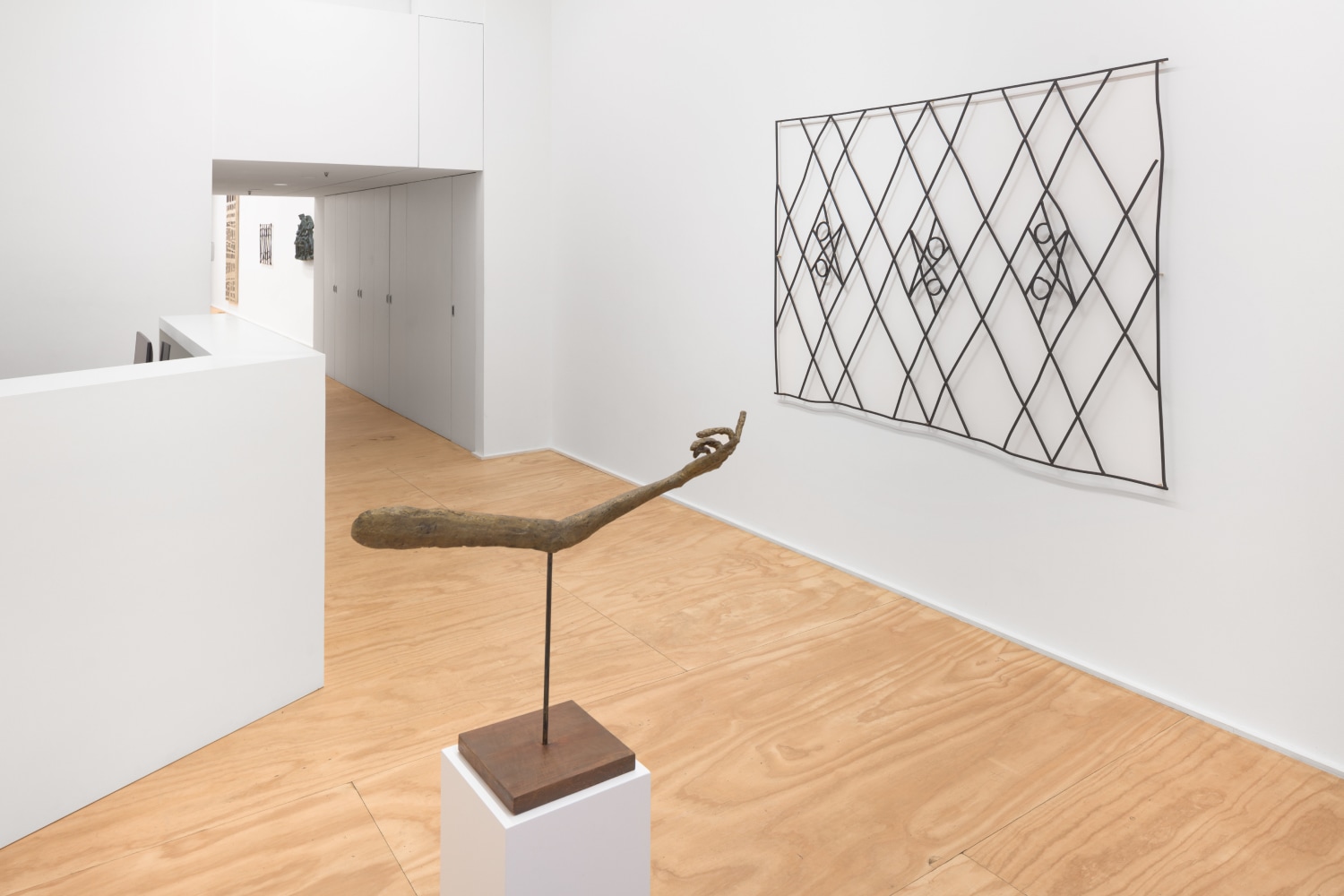 Installation view of sculptures and wall works by Valentin Carron