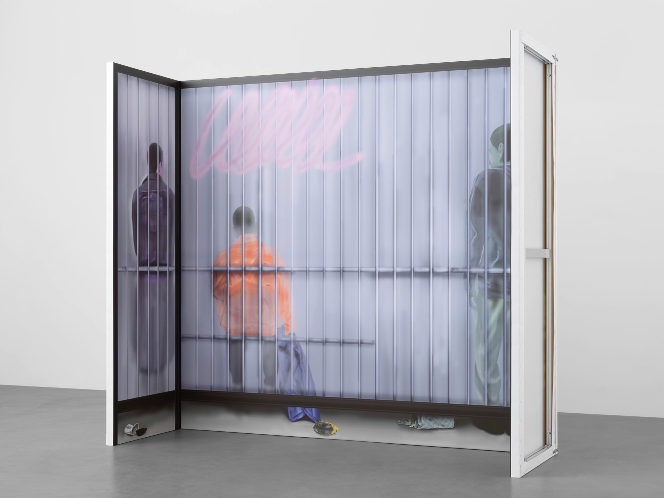 Bus Stop
2025
Ink on PVC; 3 parts
200 x 220 x 65 cm / 78 3/4 x 86 5/8 x 25 5/8 in

&amp;copy; Louisa Gagliardi