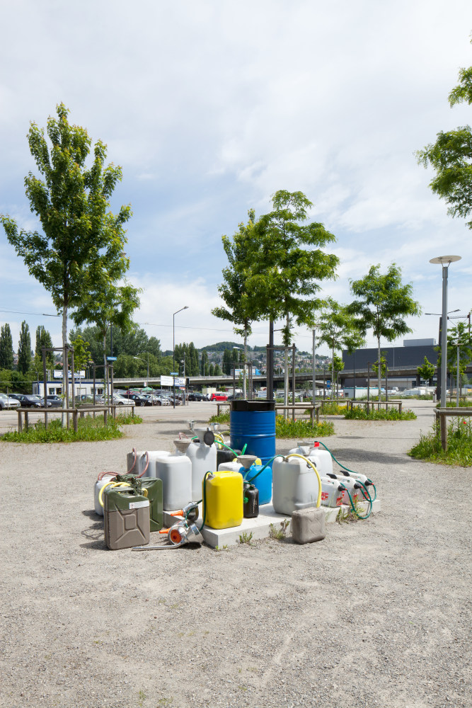Installation view of sculpture by Matias Faldbakken