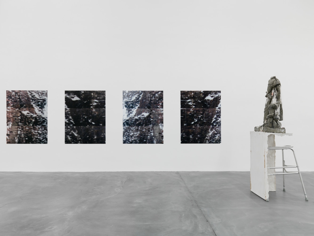Installation view of Justin Matherly sculpture and monoprint exhibition