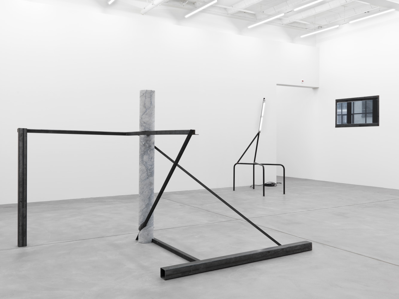 Installation view of Oscar Tuazon sculptures exhibitions