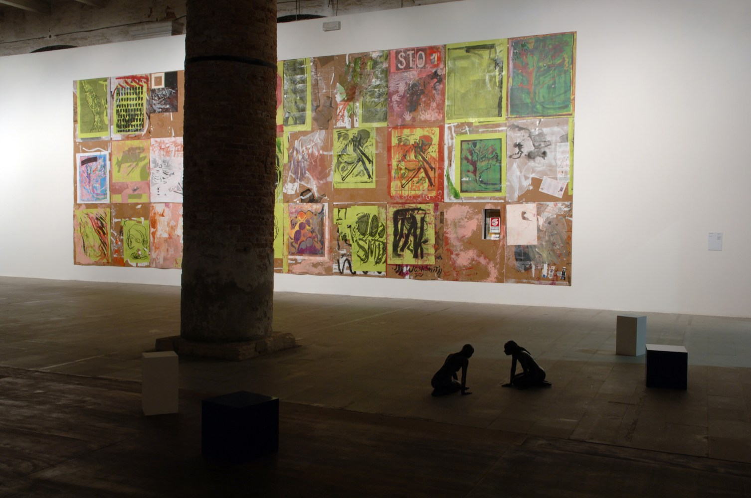Installation view of paintings by Josh Smith