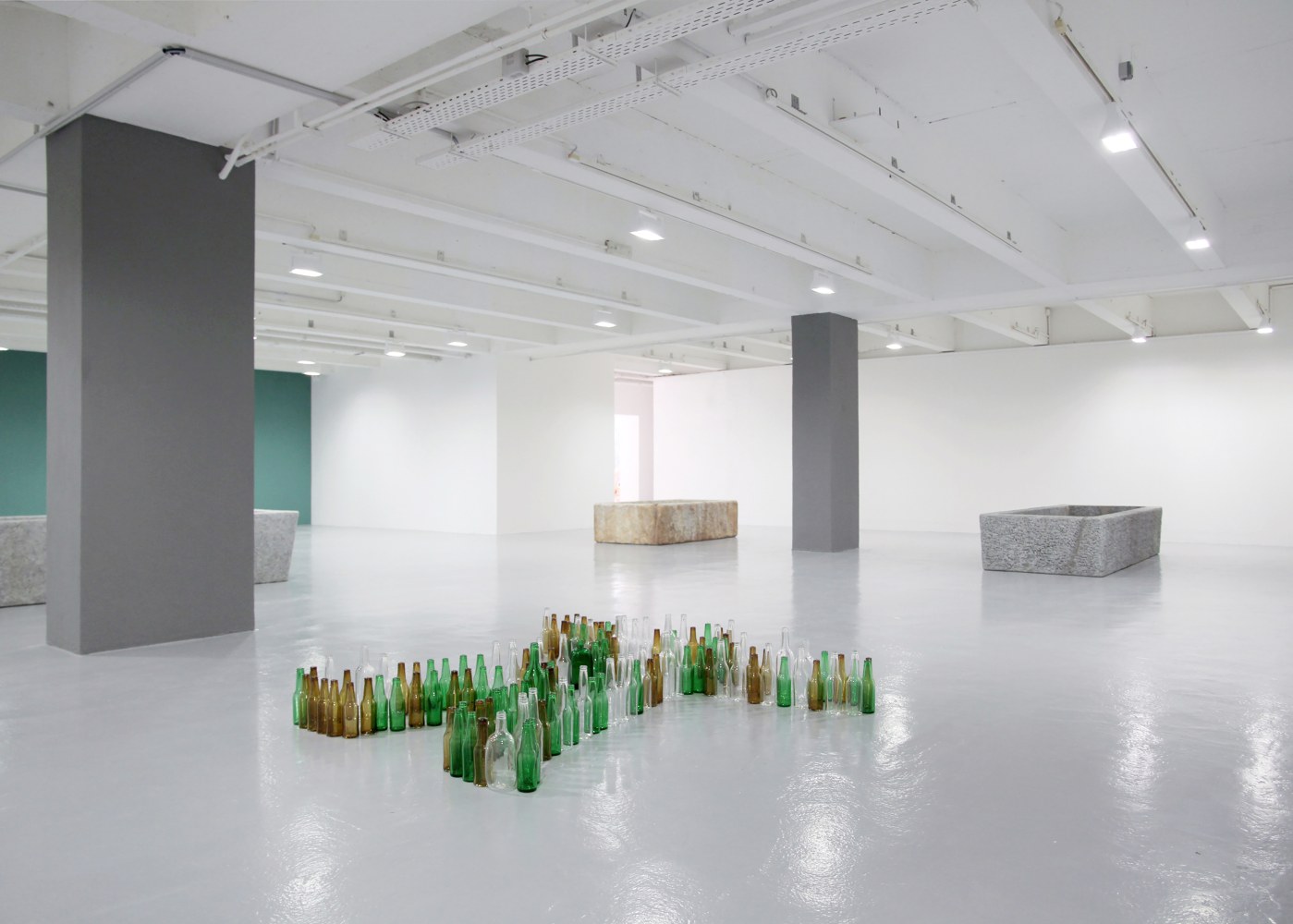 Installation view of sculptures by Valentin Carron