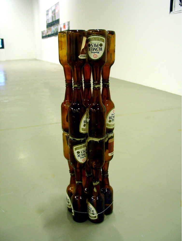 Installation view of sculpture by Oscar Tuazon