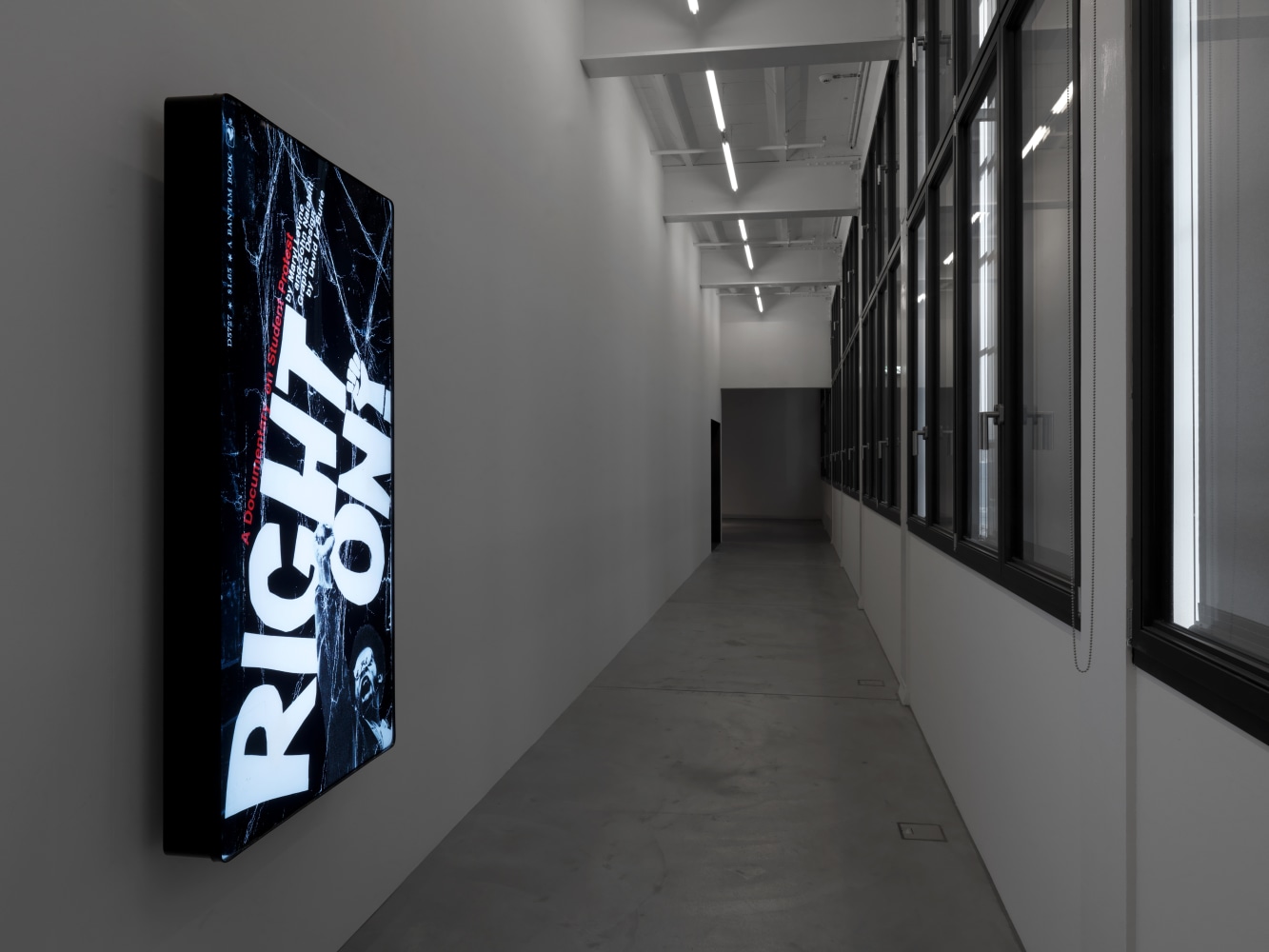 Installation view of Doug Aitken video and sculpture exhibition