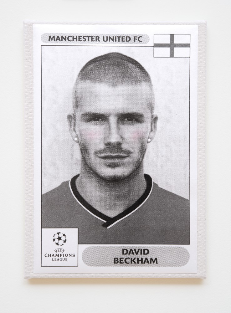 wall work with photography of David Beckham by Sarah Ortmeyer