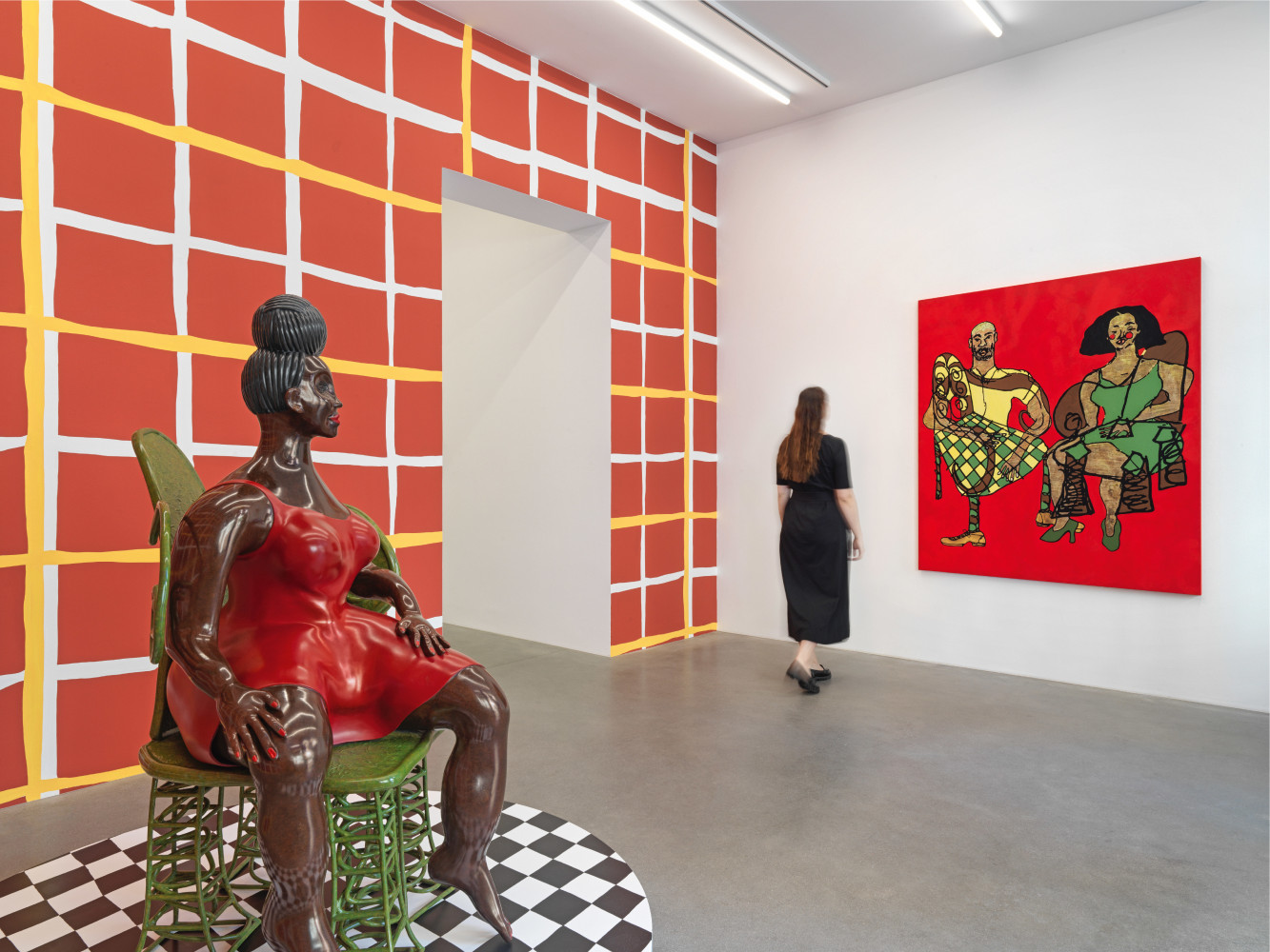 installation views of sculptures and paintings by Tschabalala Self