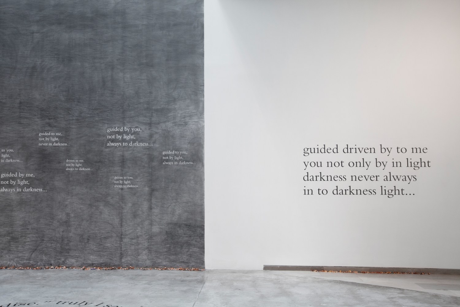 Installation view of wall quotes by Douglas Gordon