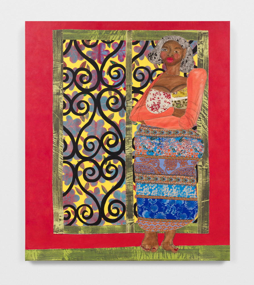 Penseuse

2024

Acrylic paint, oil pastel, fabric, thread, painted canvas on canvas

213.5 x 183 cm / 84 x 72 in

&amp;copy; Tschabalala Self