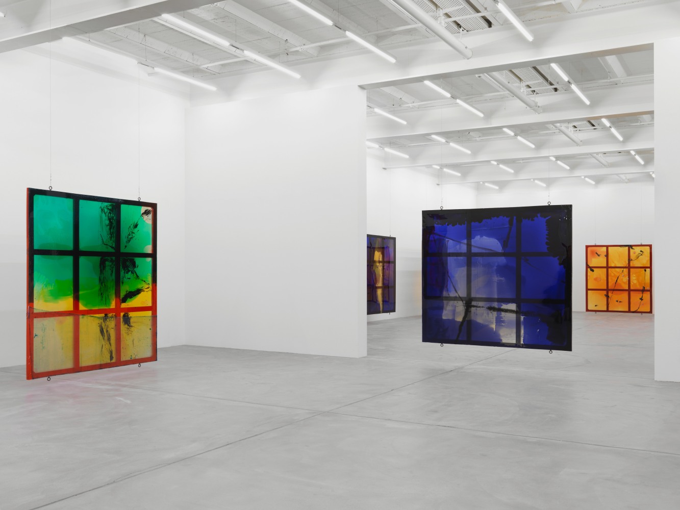 Installation view of Alex Hubbard urethane paintings exhibition