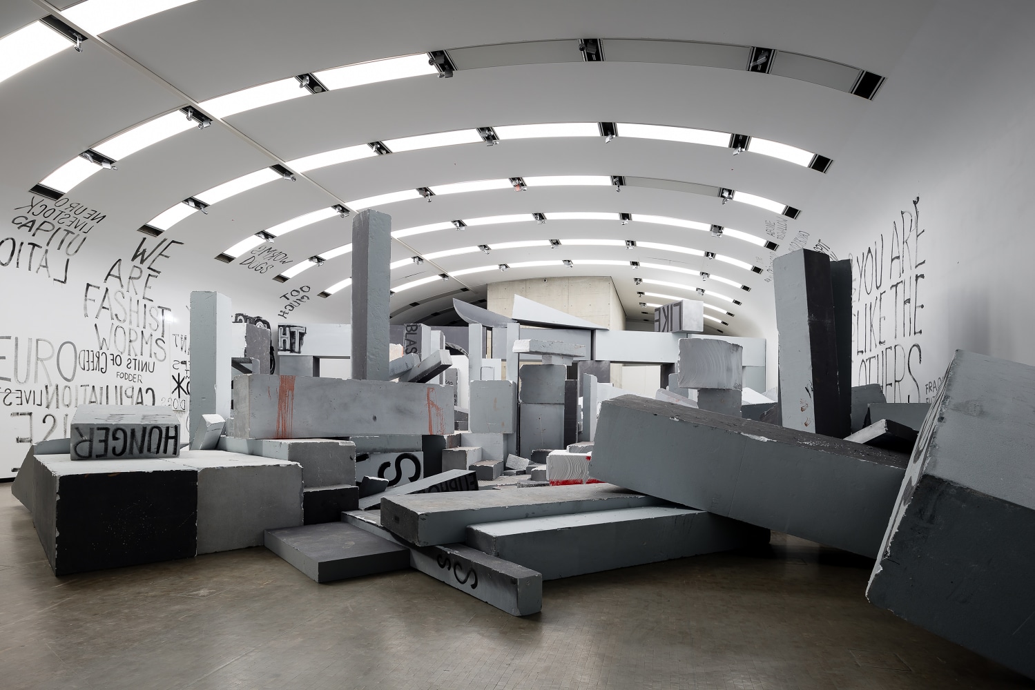 Installation view sculptures by Liam Gillick