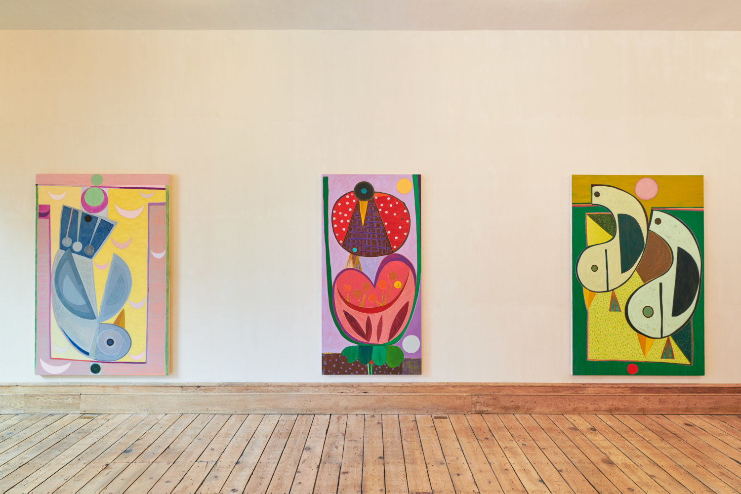 Installation view of paintings and drawings by Austin Eddy