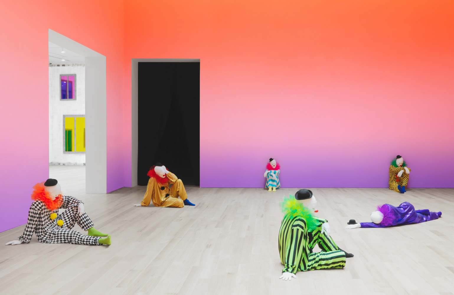 Installation view of sculptures by Ugo Rondinone