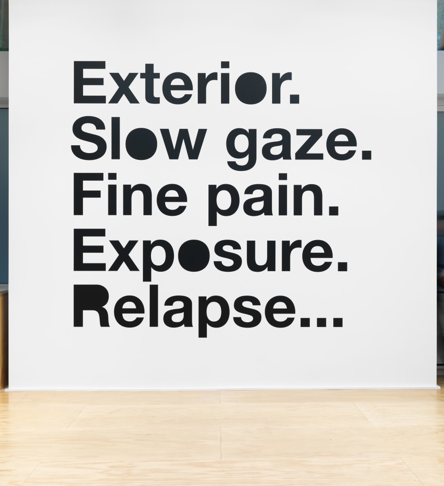 Installation view of text-based work Liam Gillick