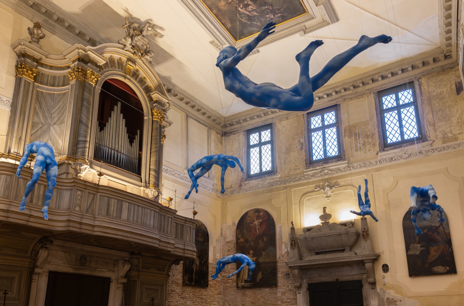 Installation view of sculptures by Ugo Rondinone