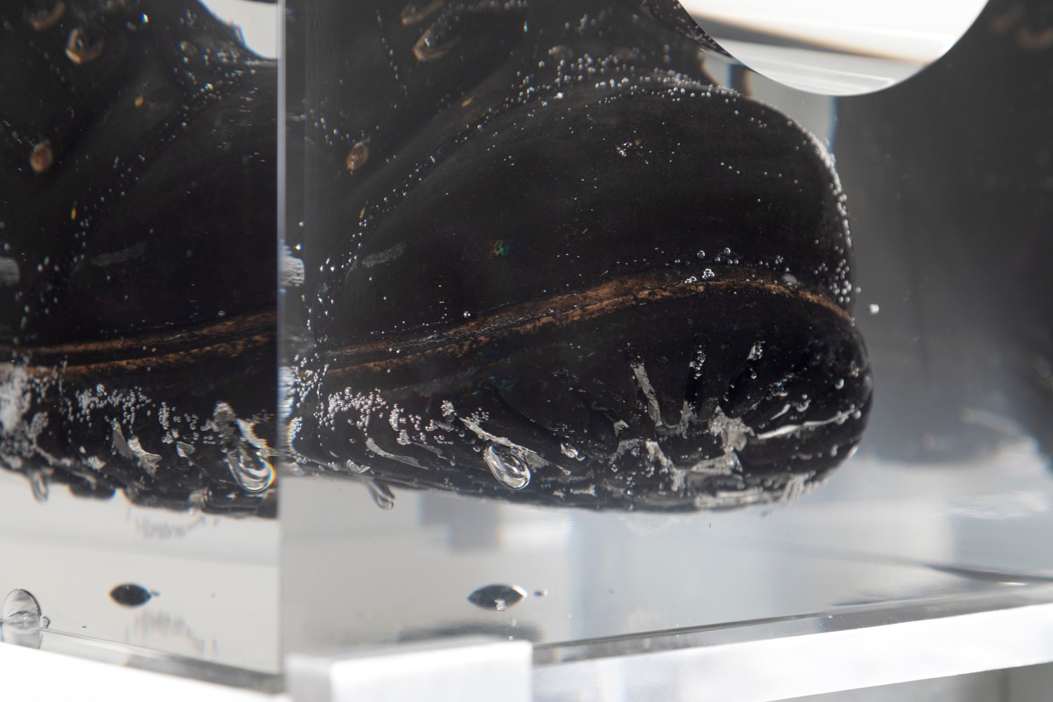 MATTHEW ANGELO HARRISON
Shackle
2023
UAW workers boot (United Auto Workers Union, early 2000&amp;#39;s), polyurethane resin, stainless steel, anodized aluminum
Sculpture 32 x 28.5 x 22 cm / 12 5/8 x 11 1/8 x 8 5/8 in
Pedestal 117 x 39.5 x 25.5 cm / 46 1/8 x 15 1/2 x 10 in
Total dims. 149 x 39.5 x 25.5 cm / 58 3/4 x 15 1/2 x 10 in
HARRI59018