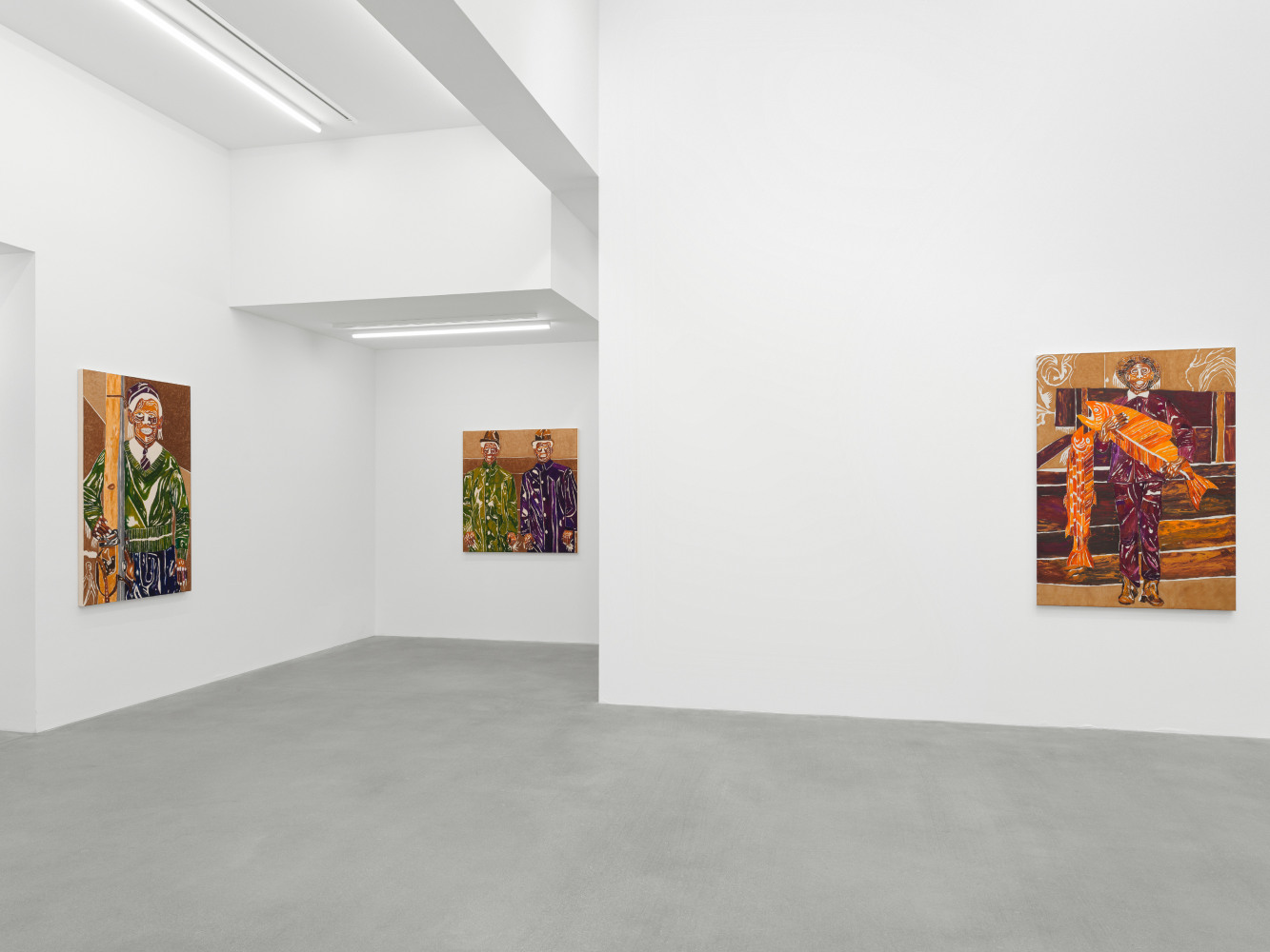 Installation view of paintings by Chase Hall