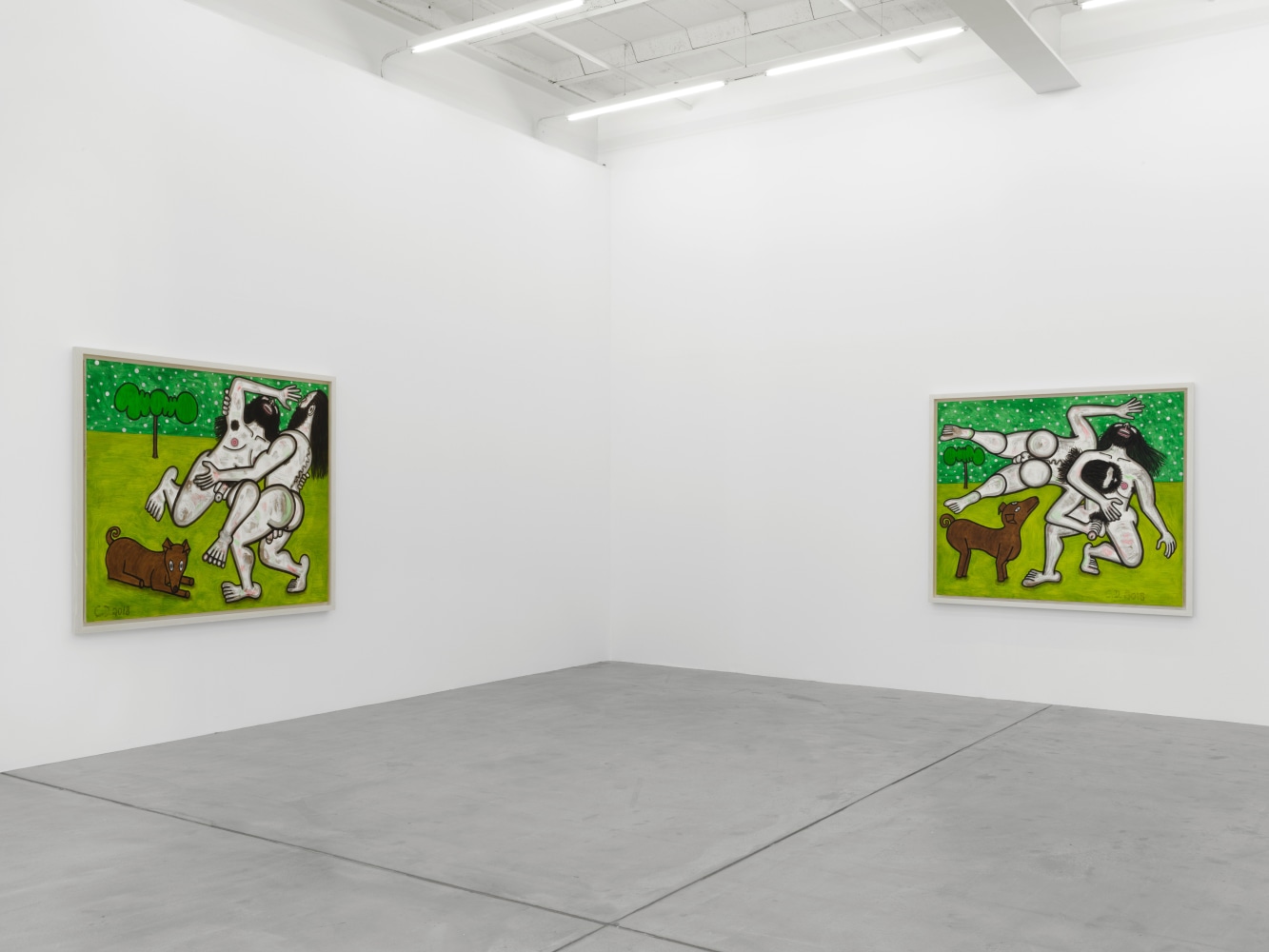 Installation view of Carroll Dunham painting exhibition