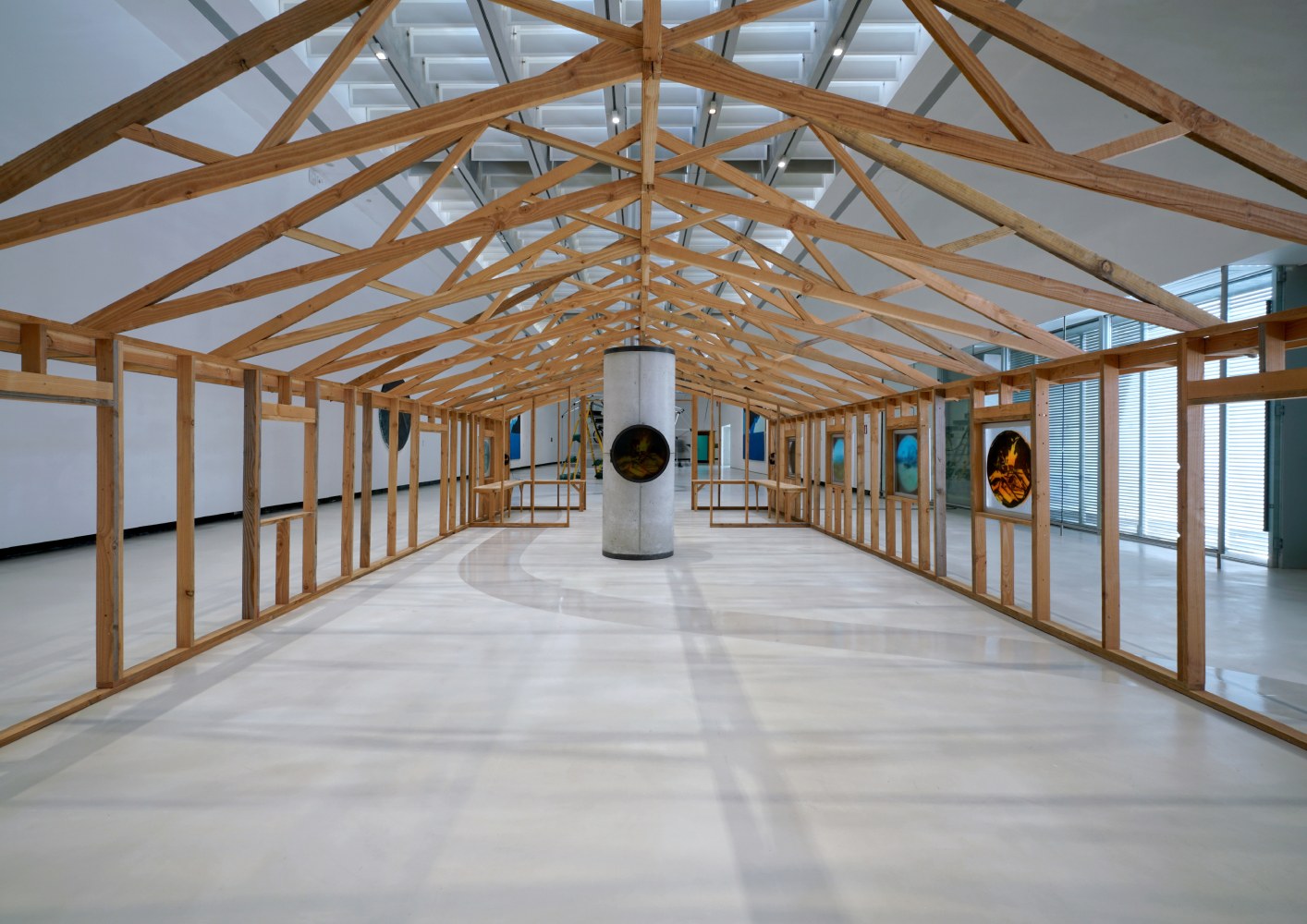 Installation view, Oscar Tuazon, Something in the Water, MAXXI, Rome, 2025
