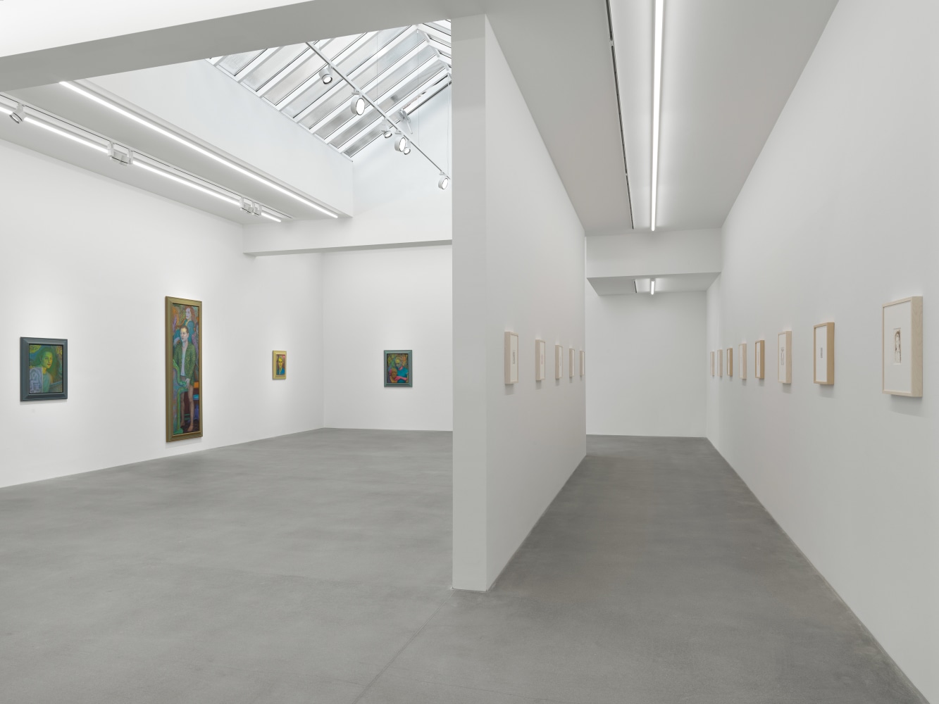 Installation view of paintings and drawings by Steven Shearer