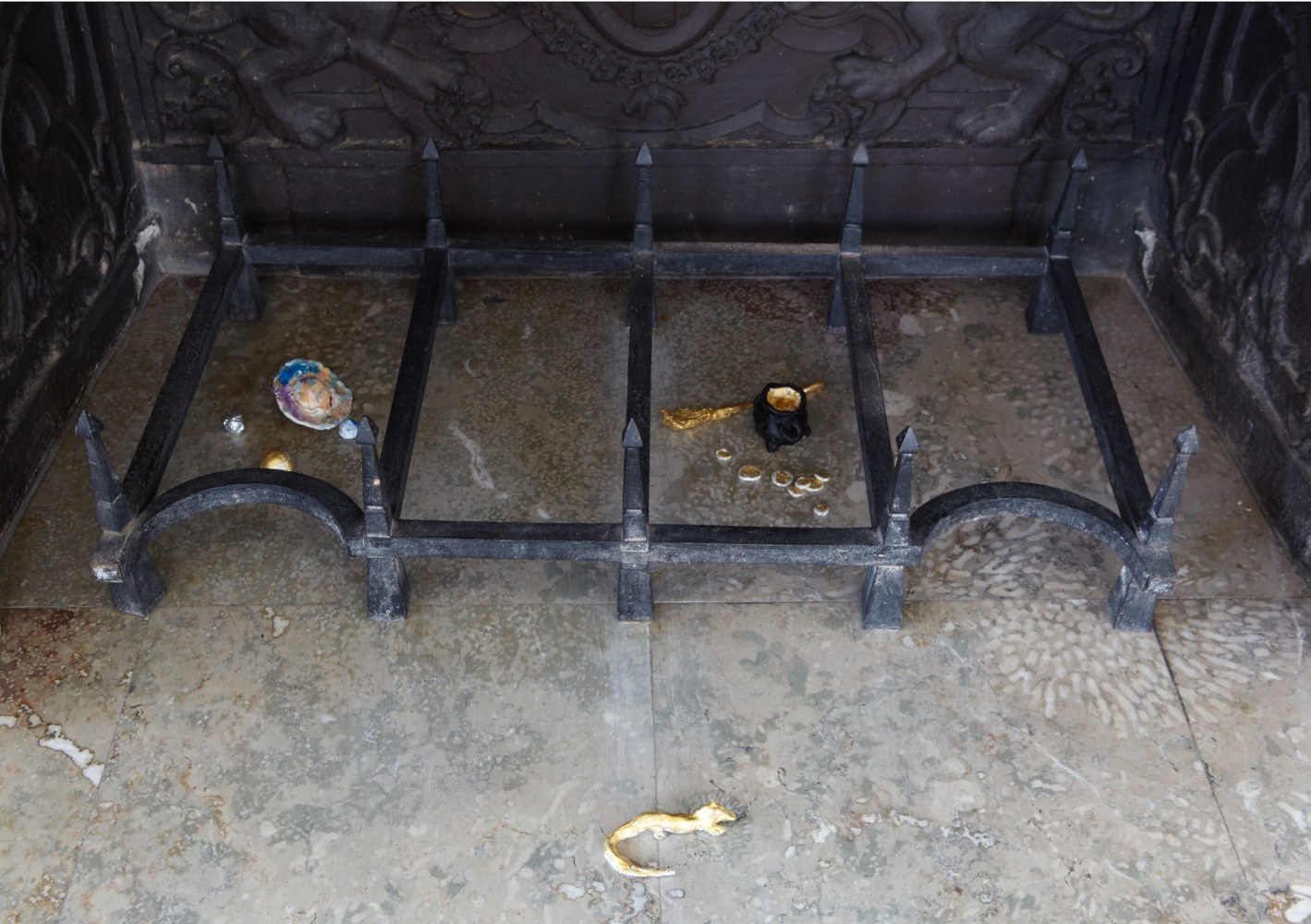 Installation view of sculpture add ons by Karen Kilimnik