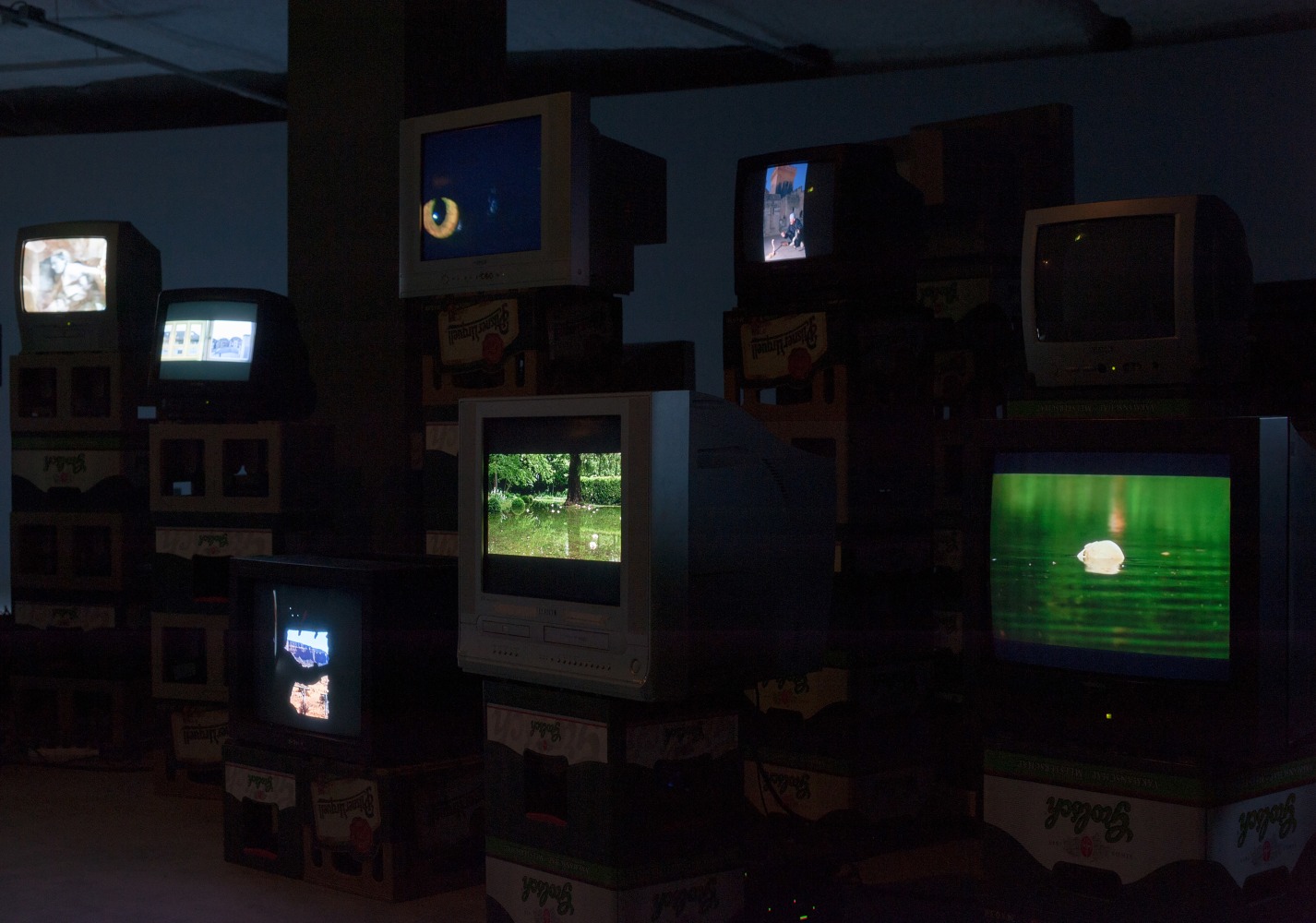 Installation view of video work by Douglas Gordon