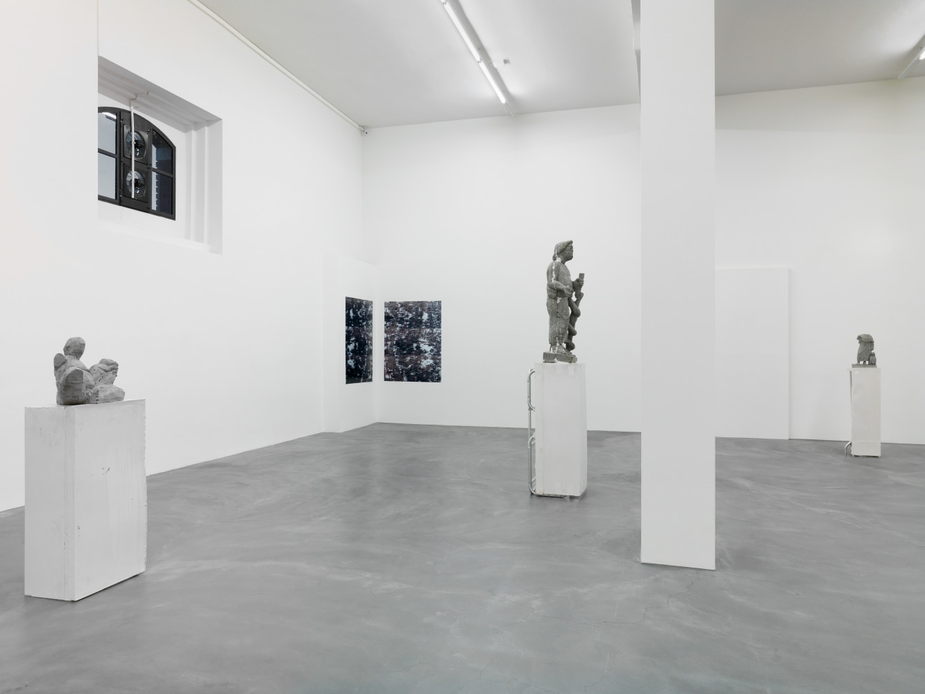 Installation view of Justin Matherly sculpture and monoprint exhibition
