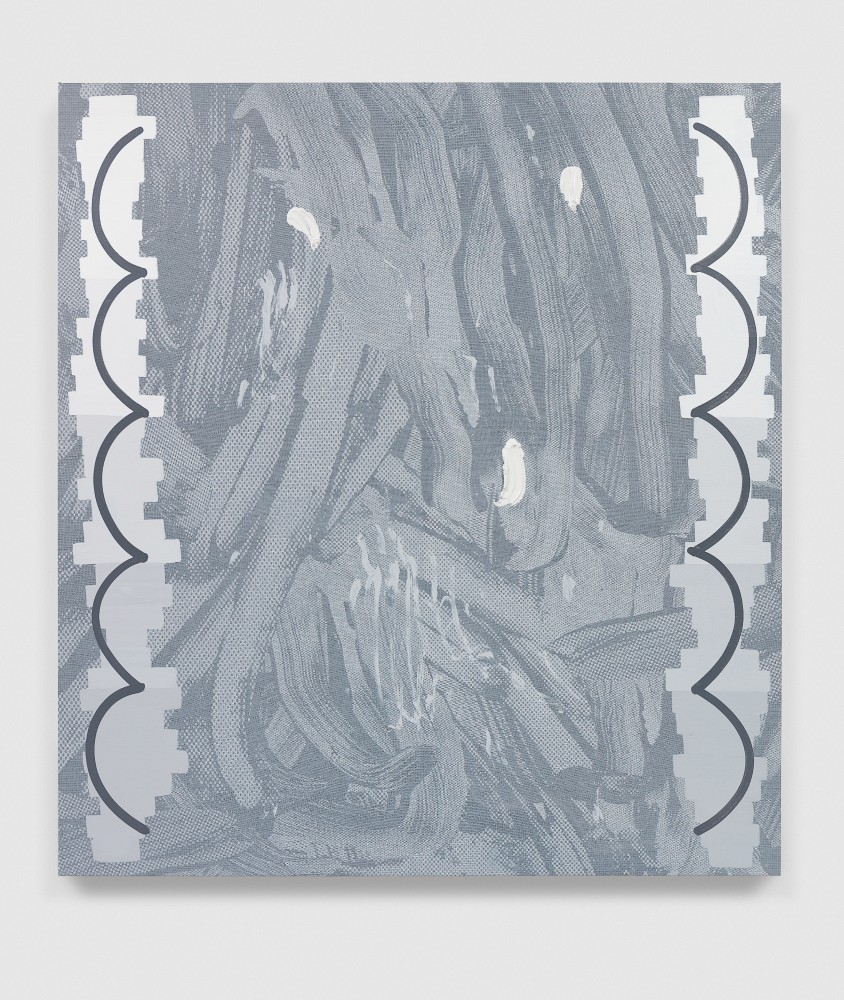 Greyscale painting of forms by Amy Feldman