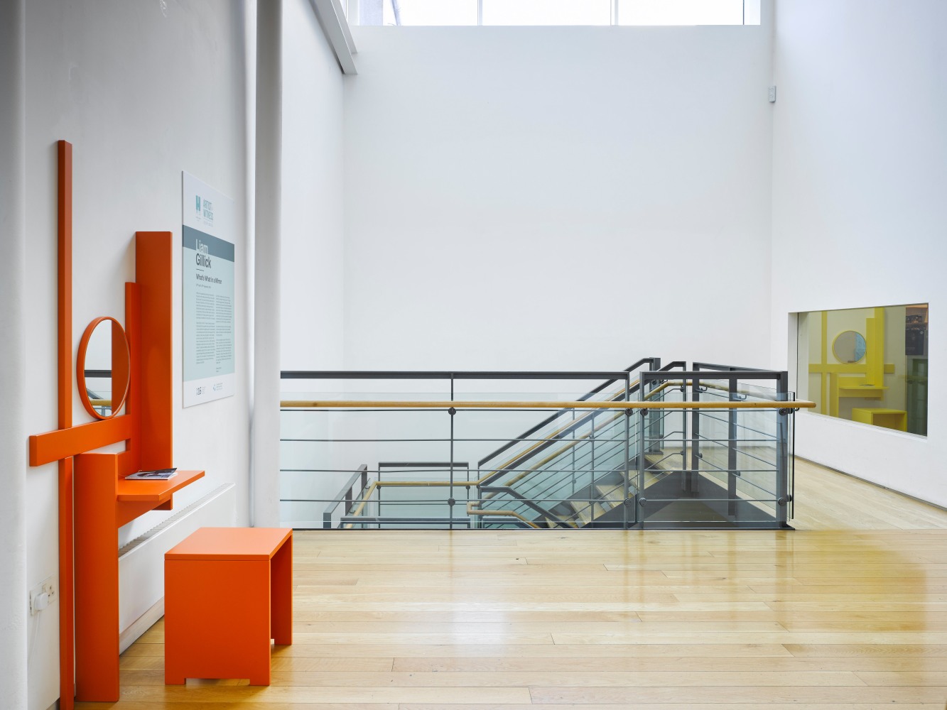 Installation view of sculptures by Liam Gillick