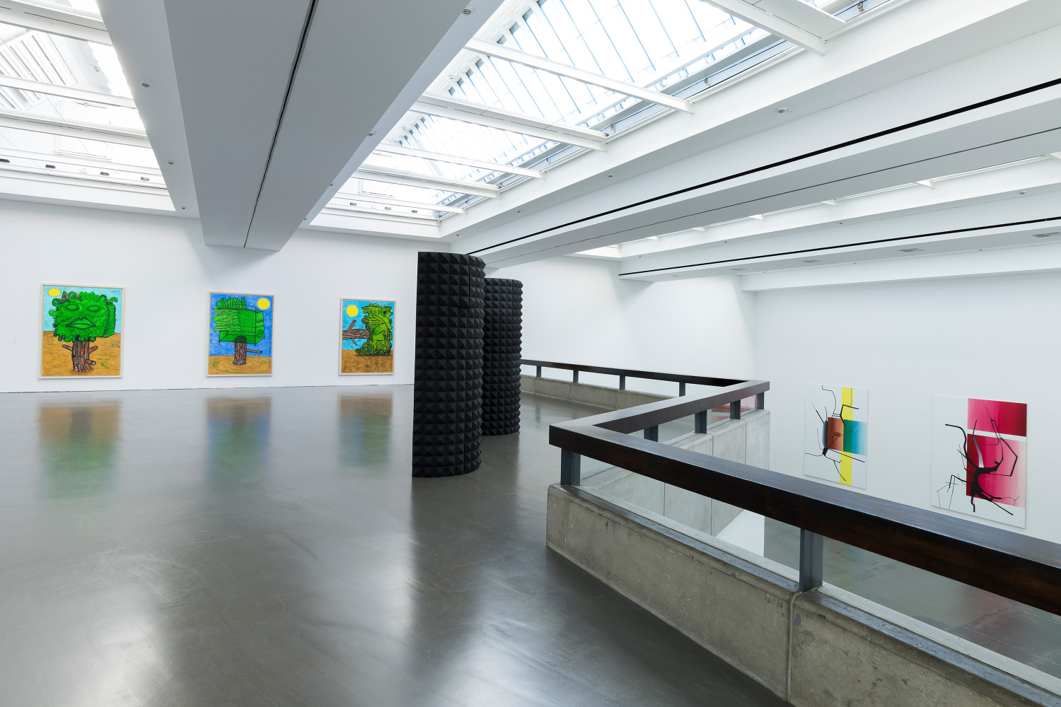 Installation view of paintings by Albert Oehlen and Carroll Dunham