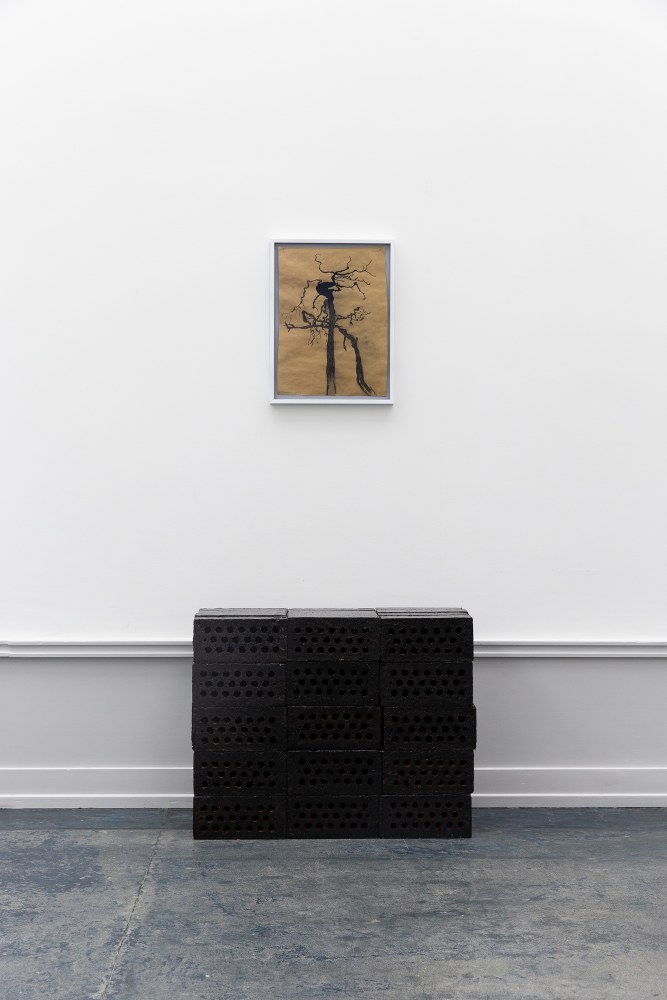 Installation view of sculptures by Matias Faldbakken