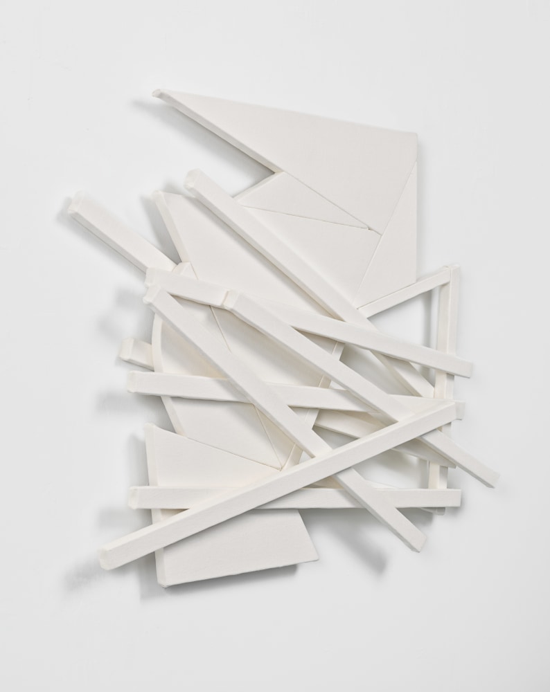 Wall relief by Wyatt Kahn Untitled 2021 Linen on linen on panel 113 x 132 x 16.5 cm / 44 1/2 x 52 x 6 1/2 in