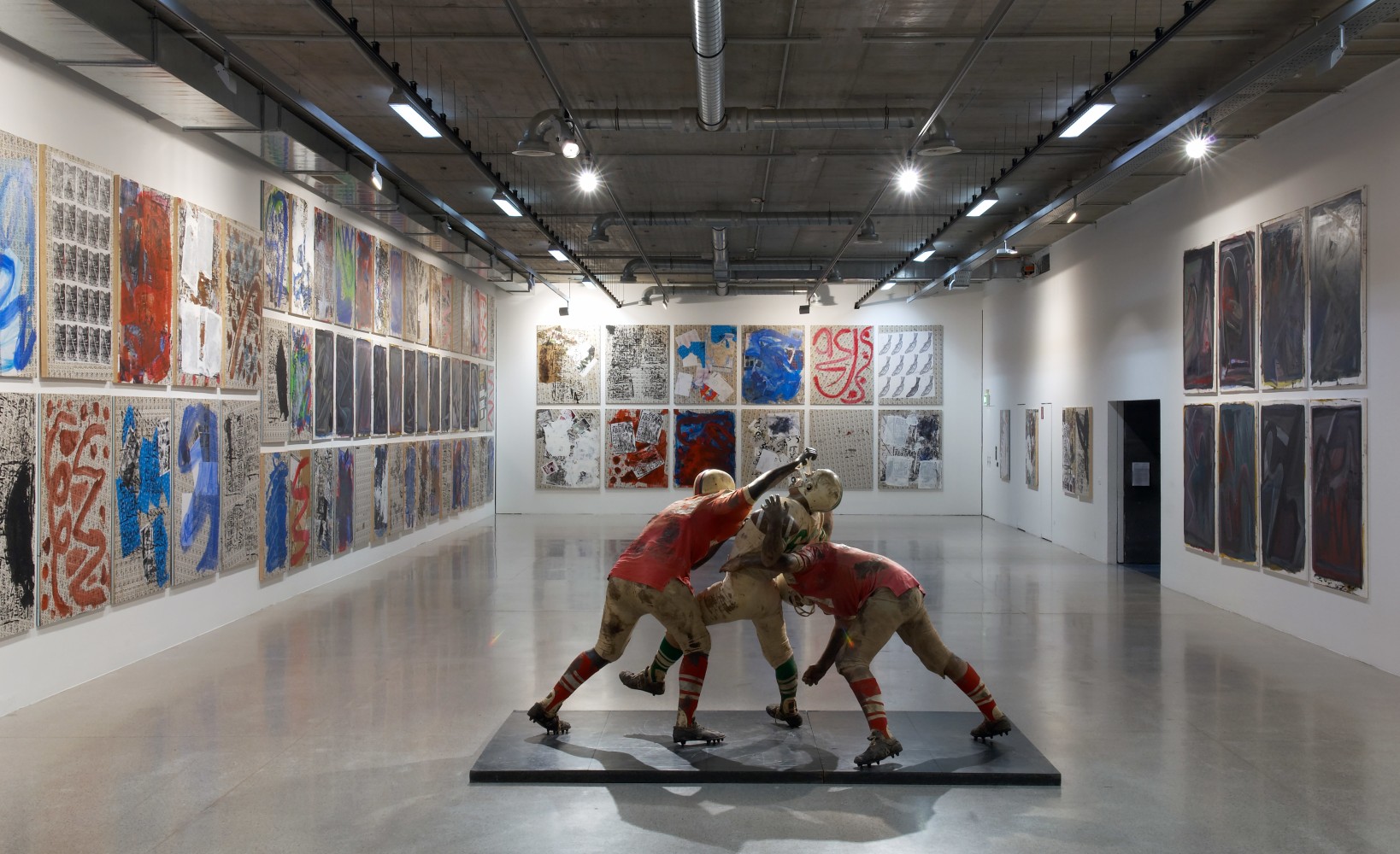 Installation view of paintings by Josh Smith