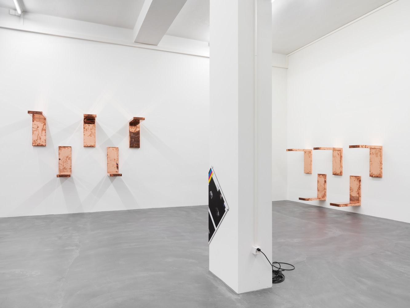 Installation view of Walead Beshty photography and sculpture exhibition