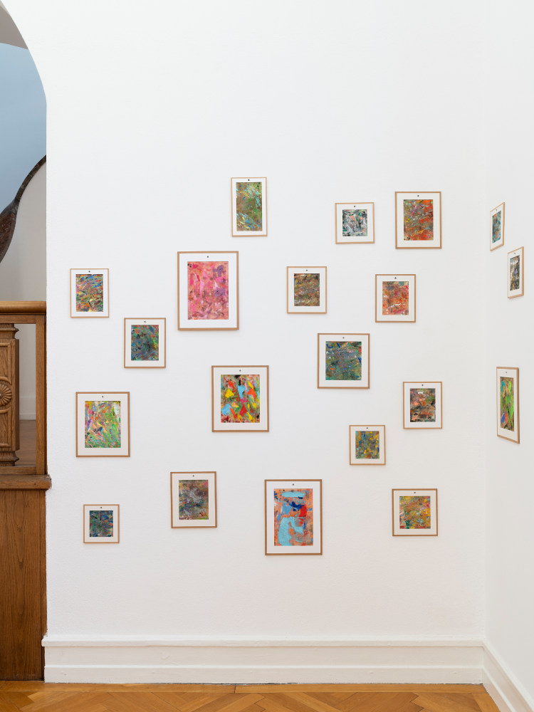 Installation view of sculptures and paintings by Jean-Frédéric Schnyder