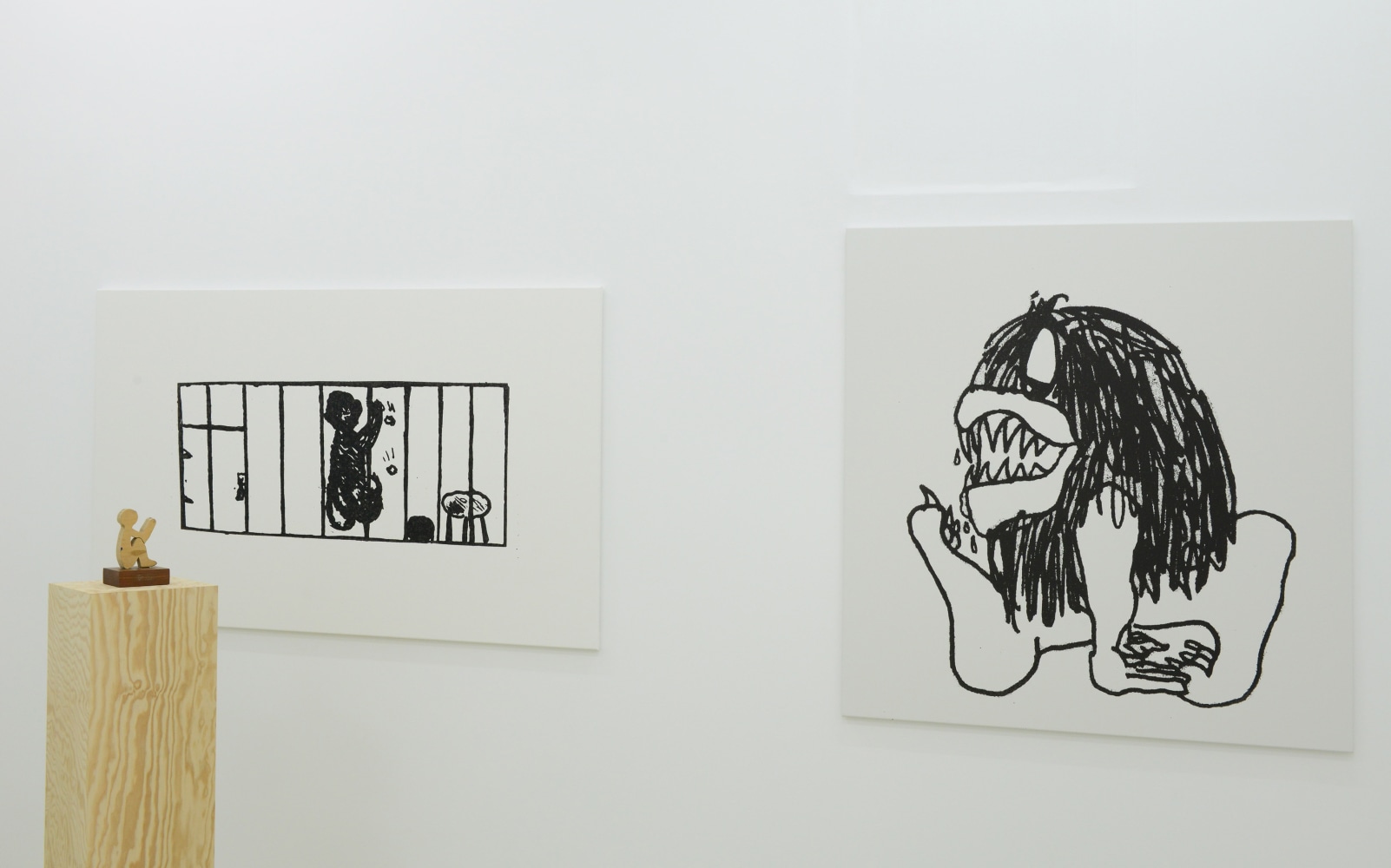 Installation view of Joe Bradley painting and sculpture exhibition