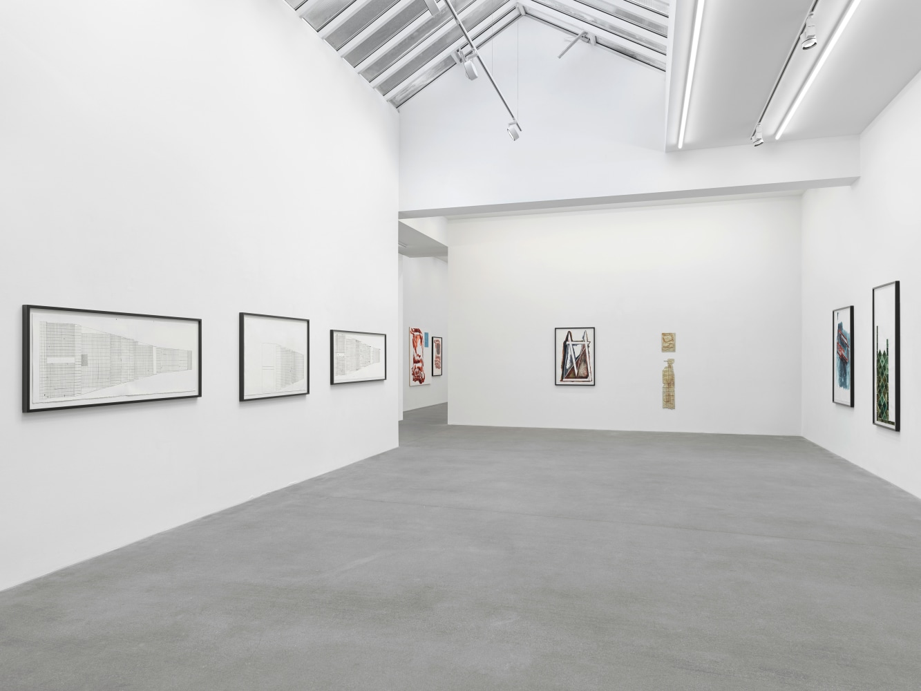 Installation view, Matias Faldbakken, Abstracts and Pewter Abstracts, Galerie Eva Presenhuber, Waldmannstrasse, Zurich, 2025