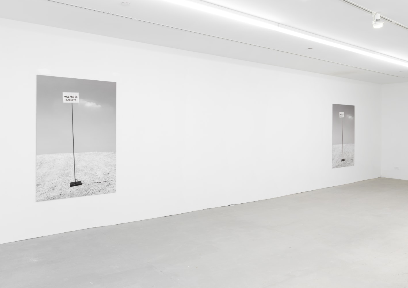 Installation view of photographs by Shannon Ebner