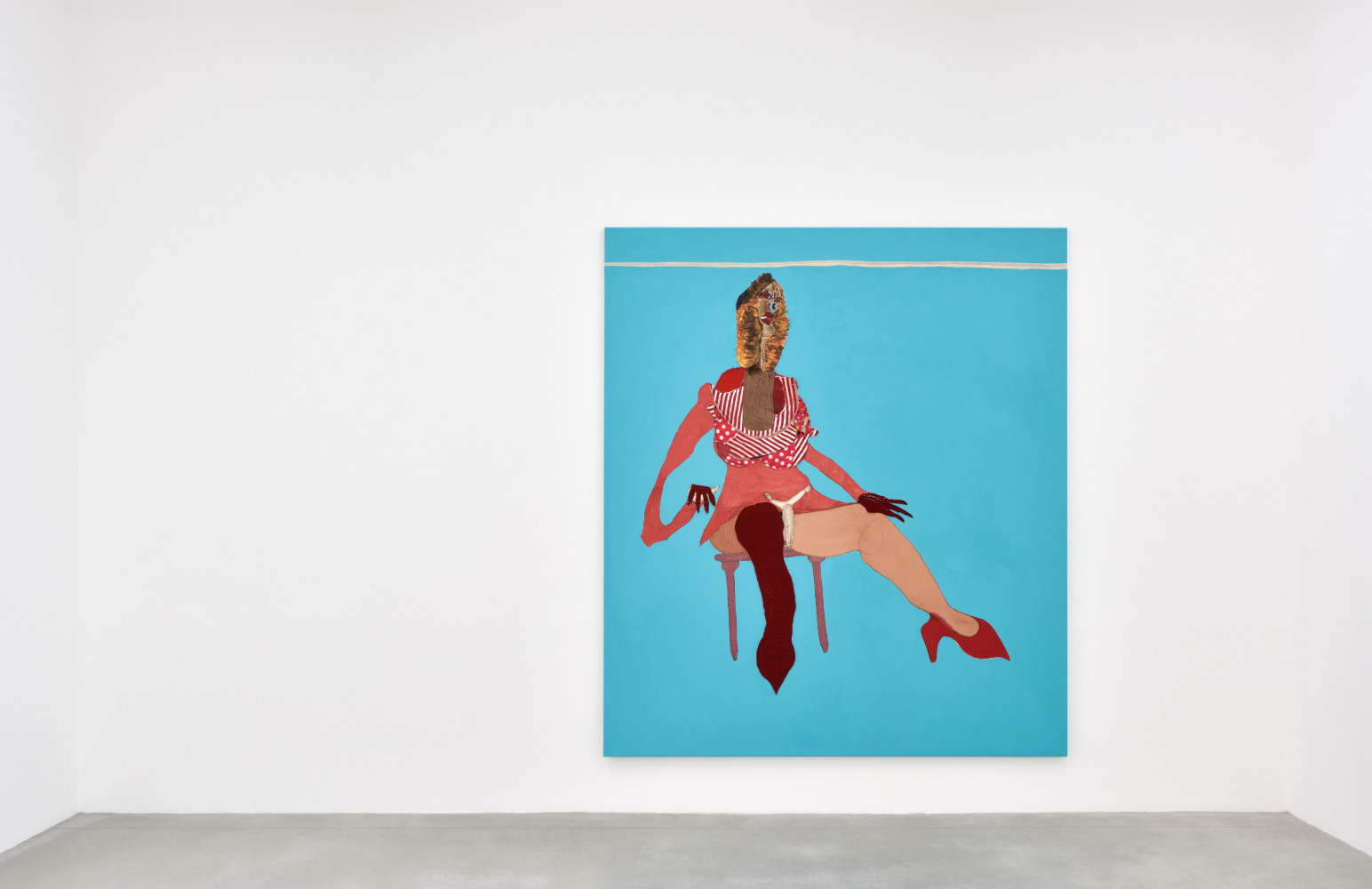 Installation view of paintings by Tschabalala Self