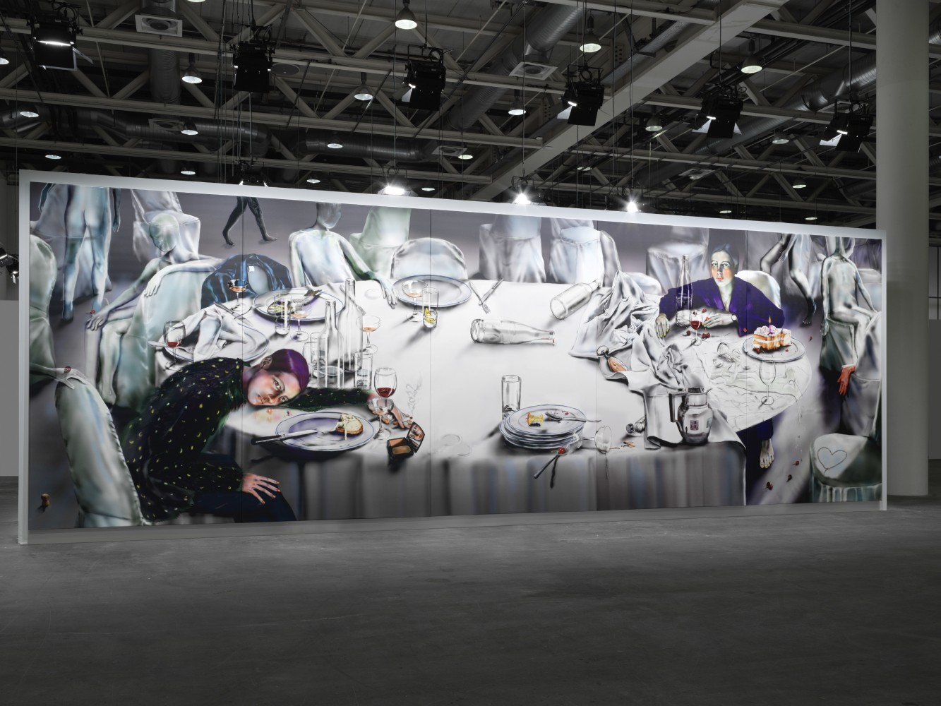 installation view of digital painting of a table by Louisa Gagliardi