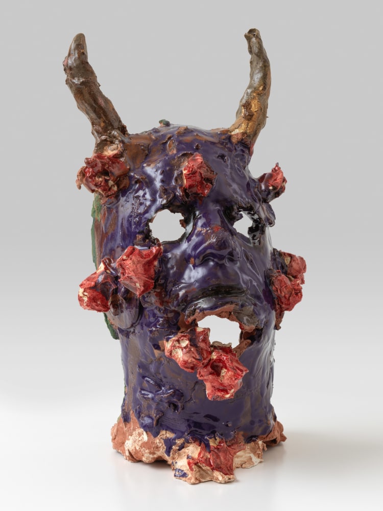 Josh Smith Old Friends 2016 Ceramic sculptures; 3 parts Green head 26 x 17 x 14 cm / 10 1/4 x 6 3/4 x 5 1/2 in White head 26 x 18 x 15 cm / 10 1/4 x 7 1/8 x 5 7/8 in Blue head 31 x 19 x 13 cm / 12 1/4 x 7 1/2 x 5 1/8 in