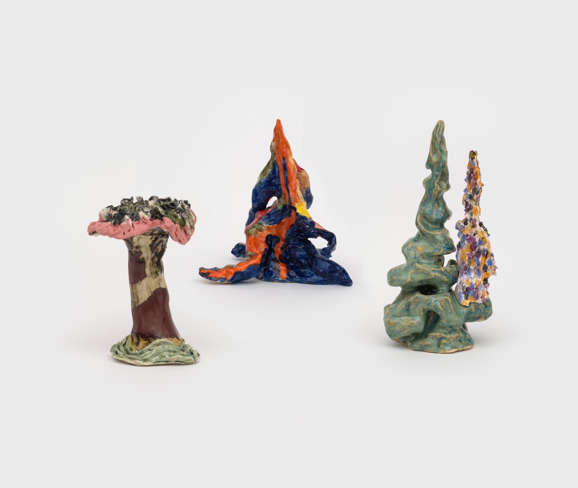 Tree Farm Group 6

2024

Glazed and painted ceramics; 3 parts (1 object with 2 parts)

Object A 15 x 6 x 6 cm / 5 7/8 x 2 3/8 x 2 3/8 in

Object B 16.5 x 12 x 7 cm / 6 1/2 x 4 3/4 x 2 3/4 in

Object C 23 x 8 x 7 cm / 9 x 3 1/8 x 2 3/4 in

&amp;copy; Shara Hughes