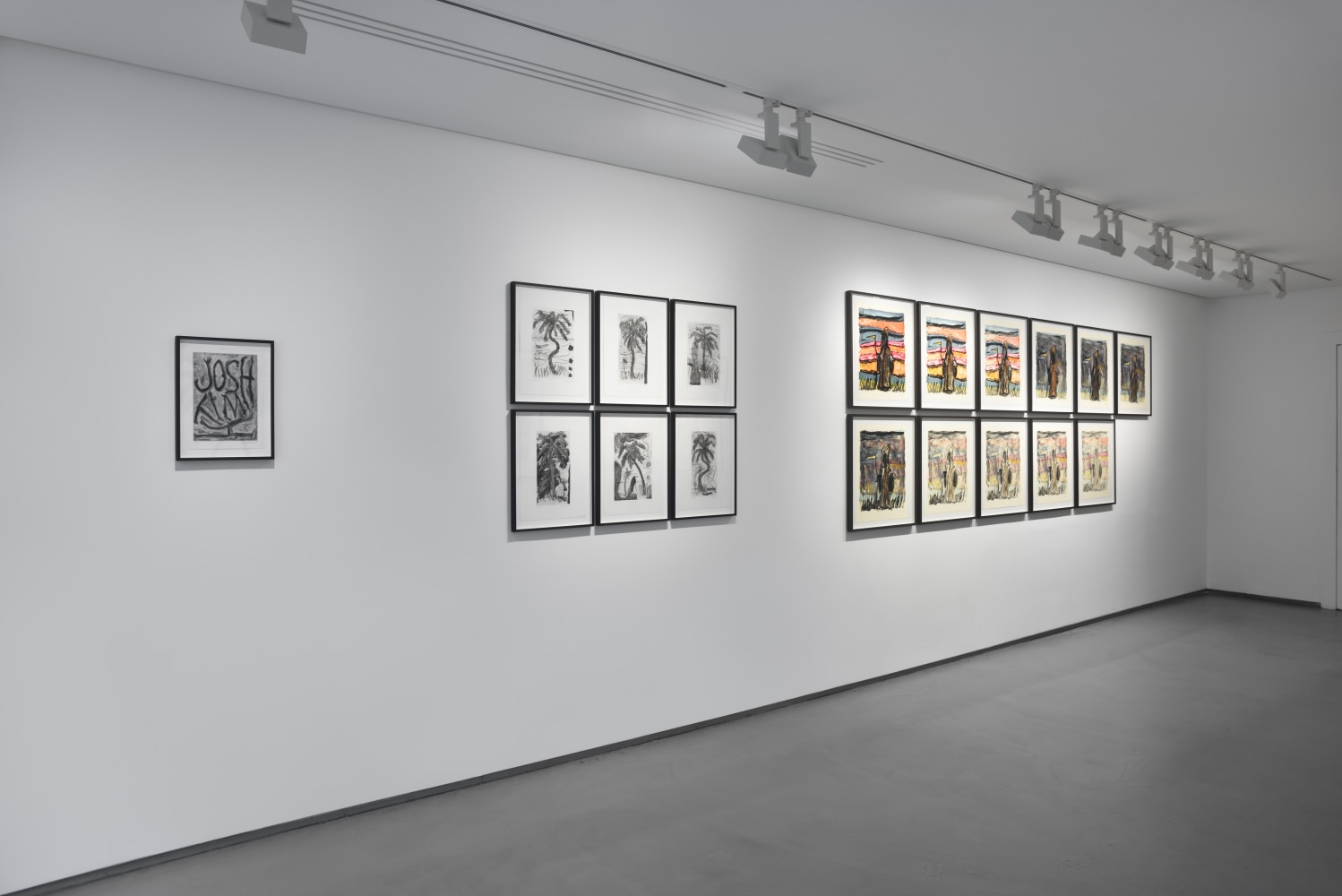 Installation view of paintings by Josh Smith