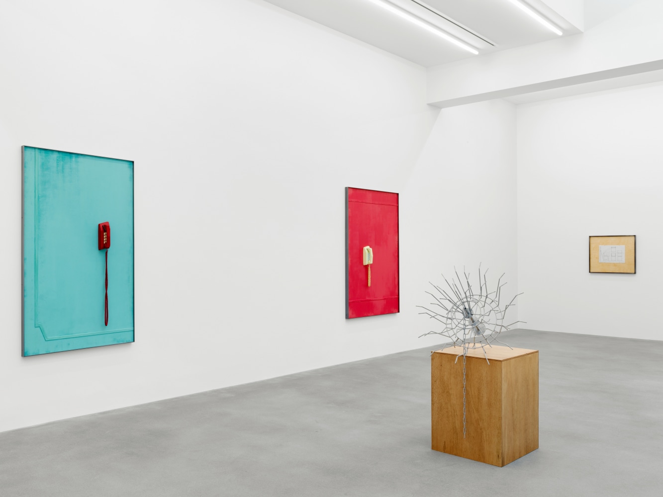 Installation view of Martin Boyce sculpture and drawing exhibition