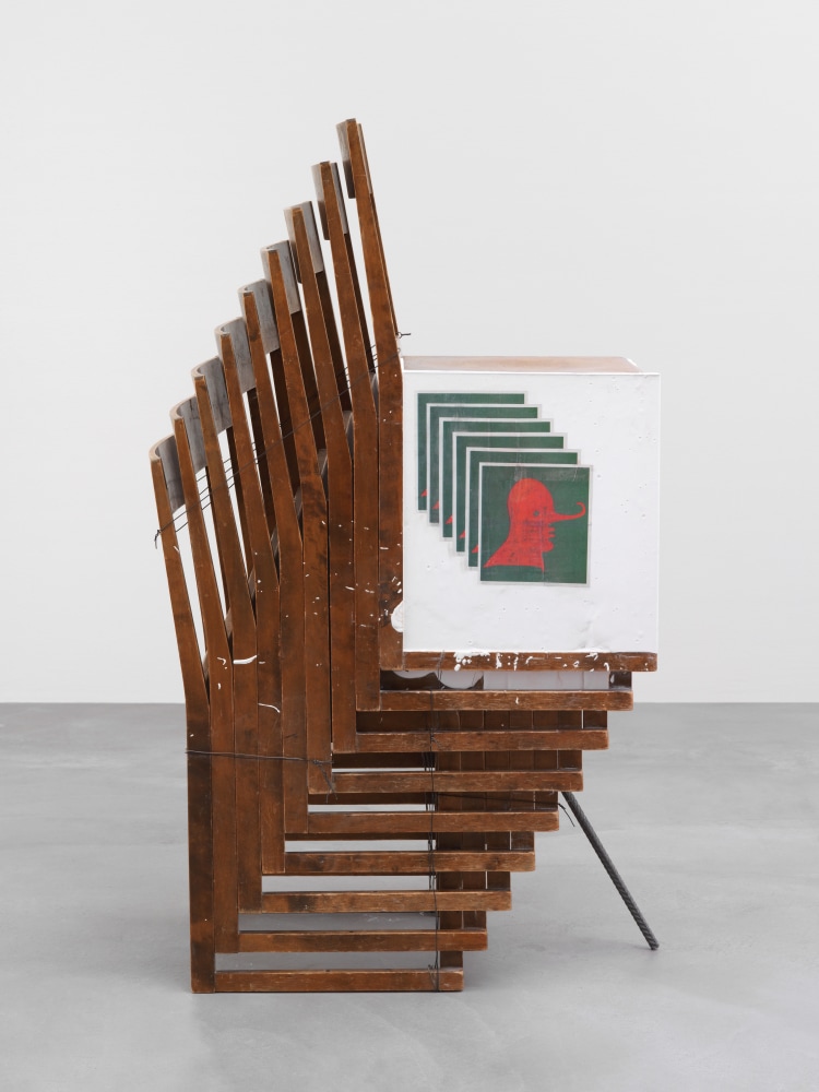 Indoor view of sculpture by Matias Faldbakken