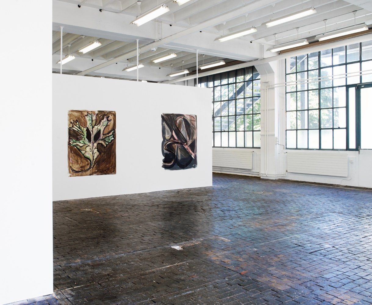 Installation view of paintings by Josh Smith