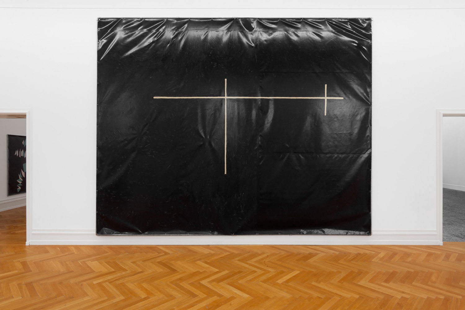 Installation views of paintings by Valentin Carron