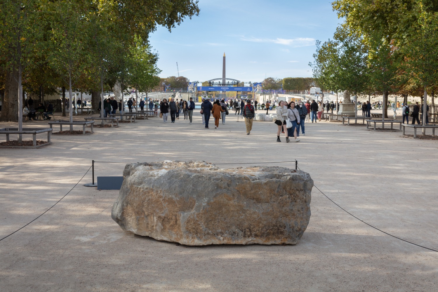 Installation view, John Giorno, LET IT COME LET IT GO, Jardin des Tuileries, Paris, 2023
