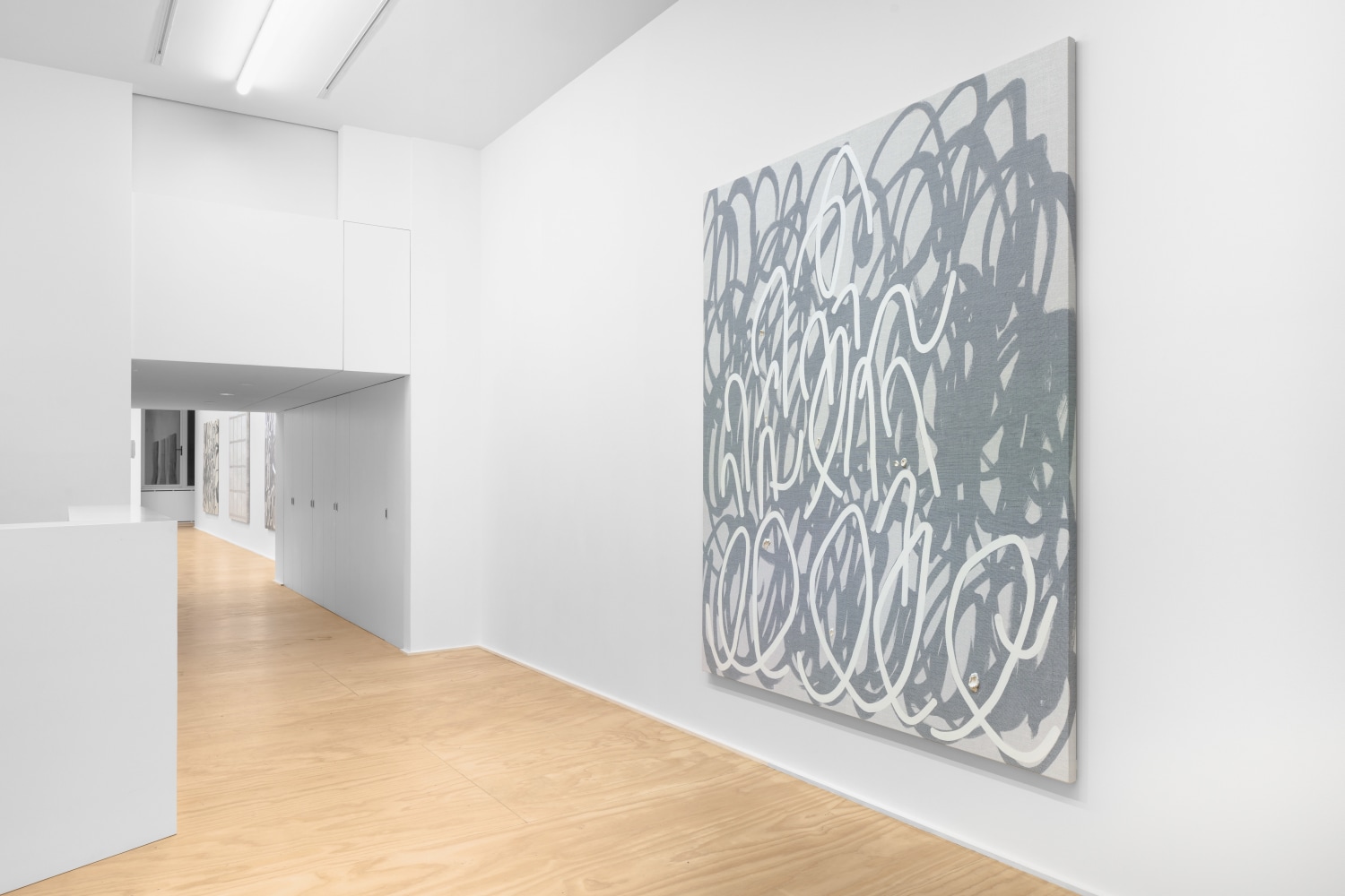 Installation view of paintings by Amy Feldman