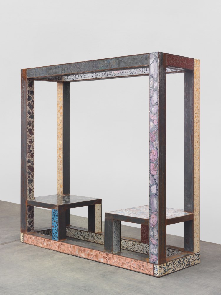 Sam Falls Untitled (Healing pavilion) 2015 Gemstone terrazzo, steel 183 x 61 x 183 cm / 72 x 24 x 72 in
